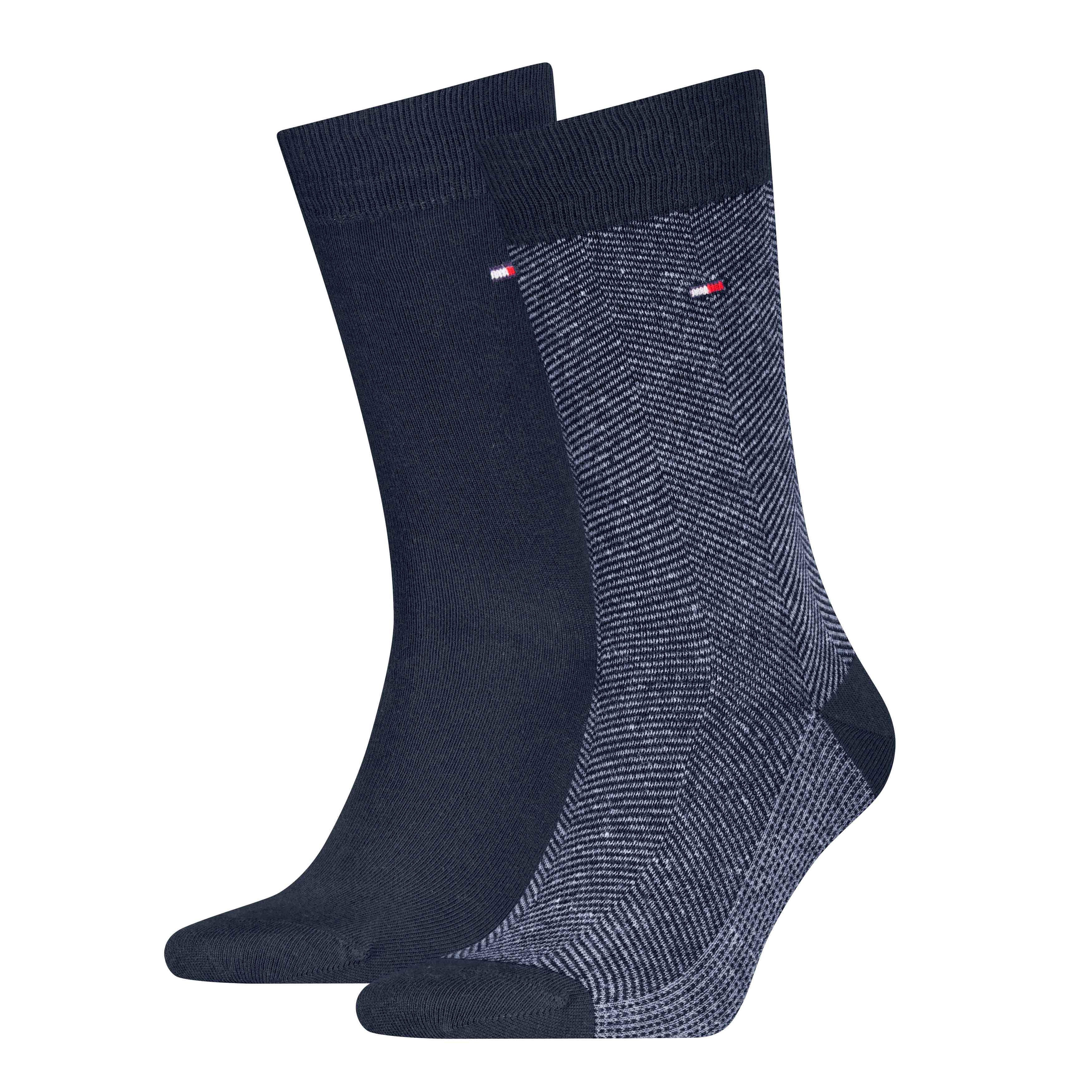 2 - pack herringbone en effen sok 701236313 002 navy - Image 2