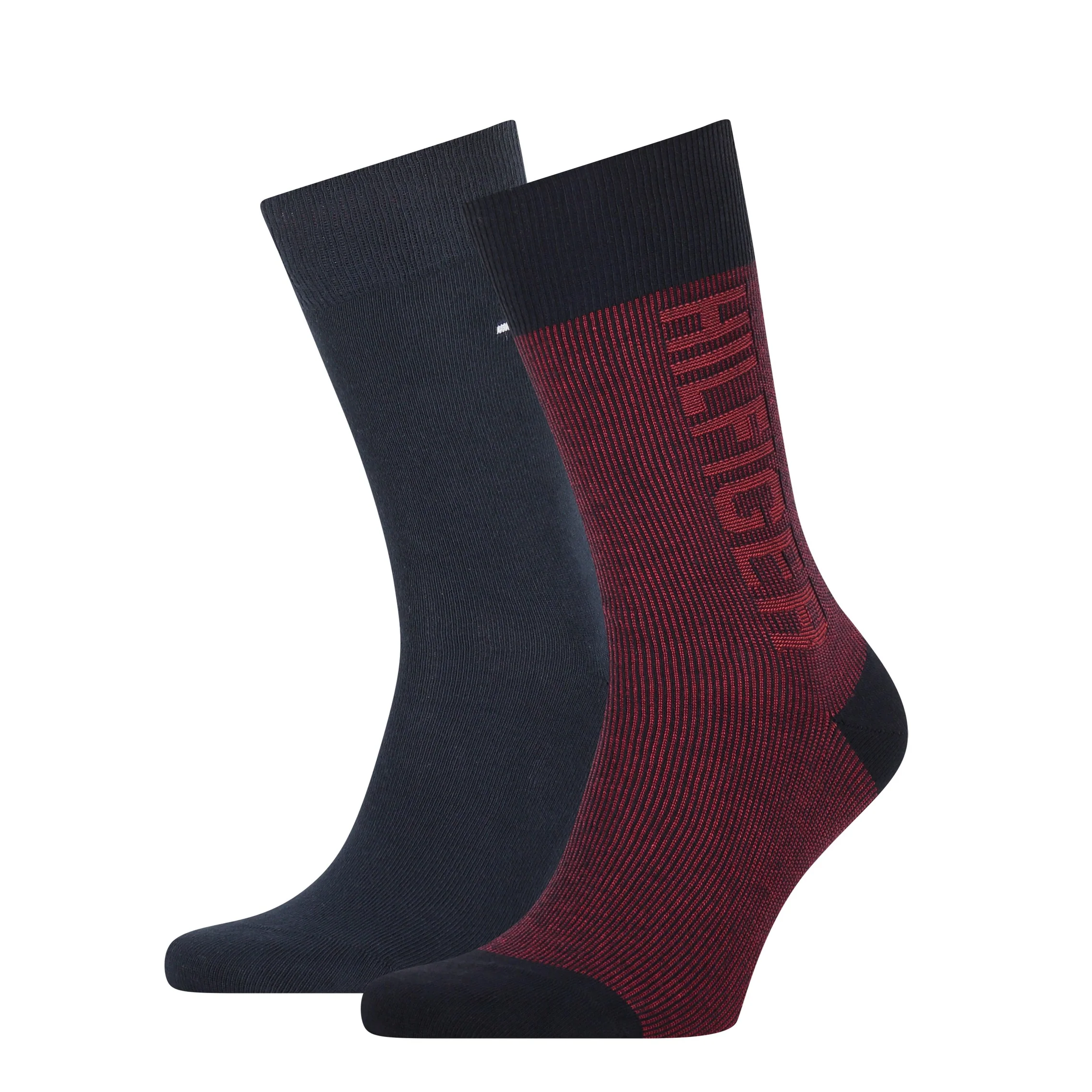 2 - Pack Rib Logo Sock 701210535 002 navy red