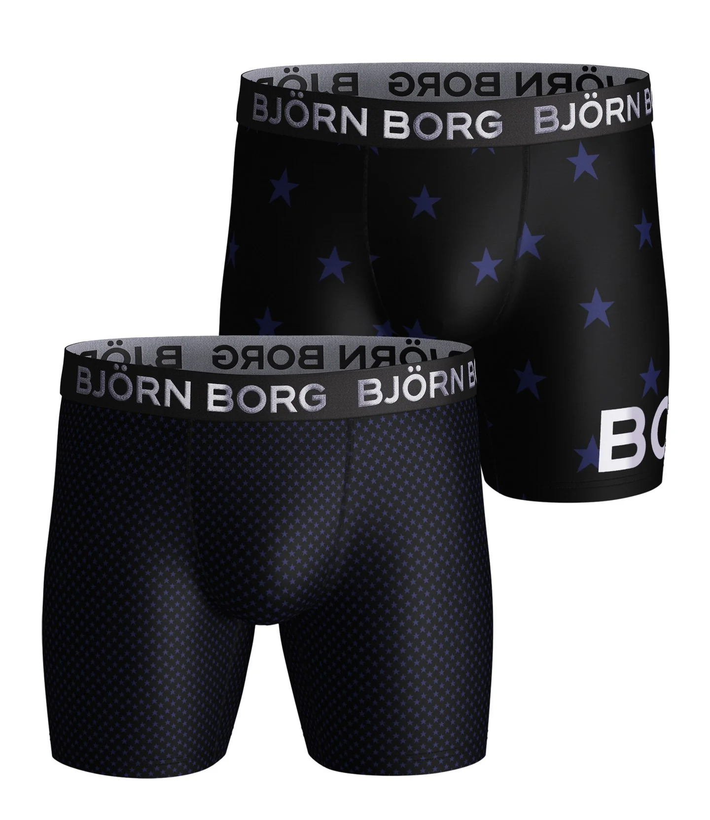 2 - Pack Stars Microfiber Boxer 1941-1159 90651 Black Beaty