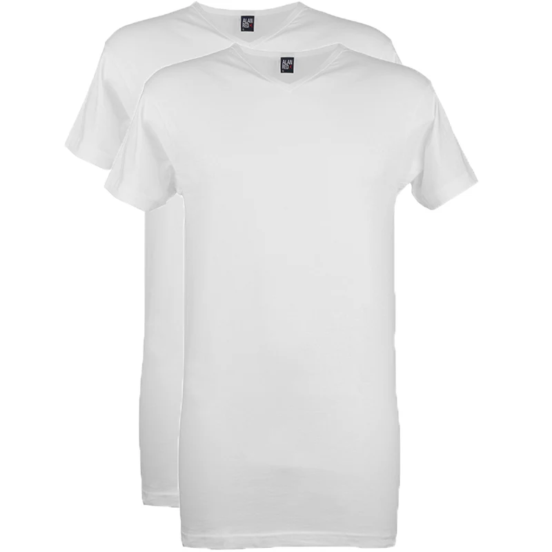 2 - Pack T-shirt Extra Lang V-Hals 5671 01 white