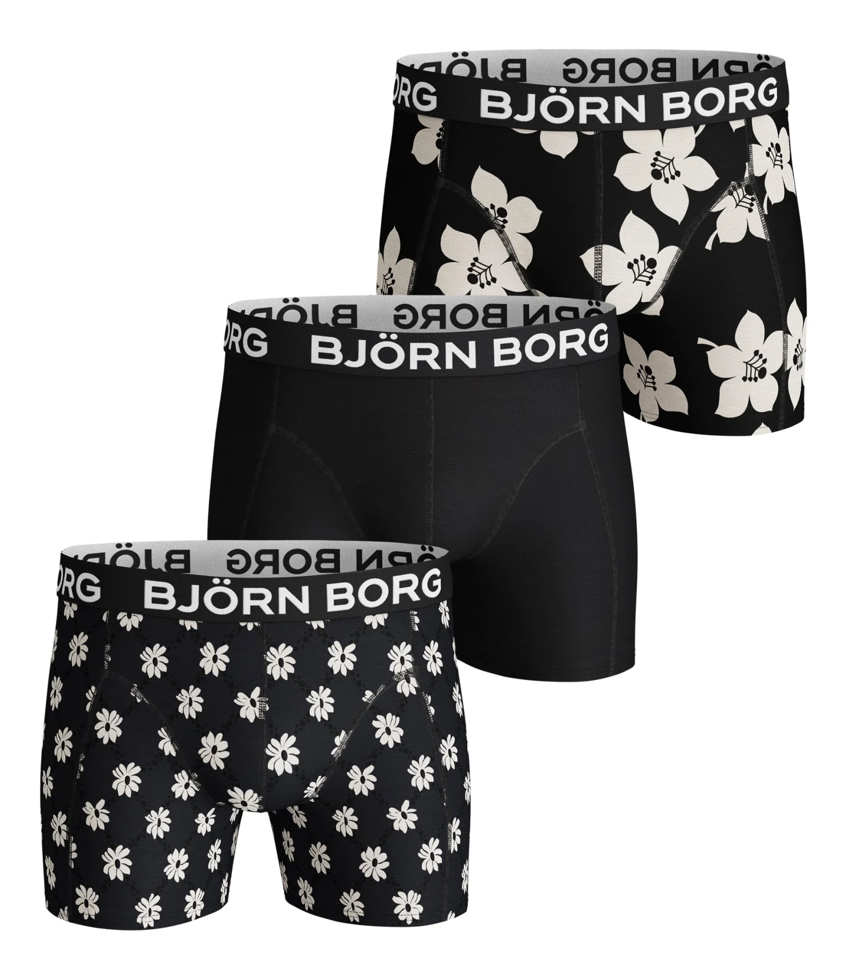 3 - Pack Graphic Floral & Sammy Shorts 2111-1076 90651 Black Beaty