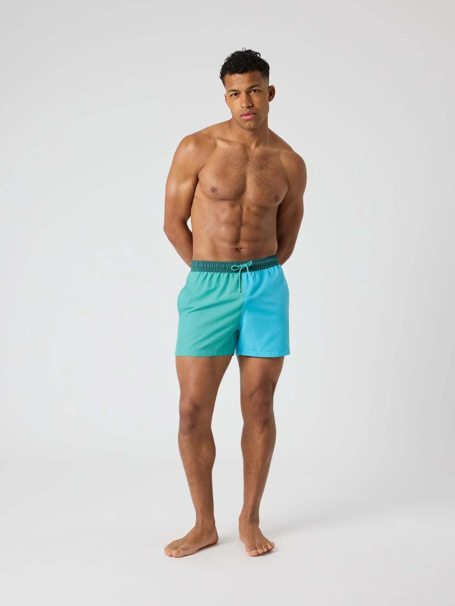 Blocked Swim Shorts 10005711 GN281 Sea Blue - Image 3
