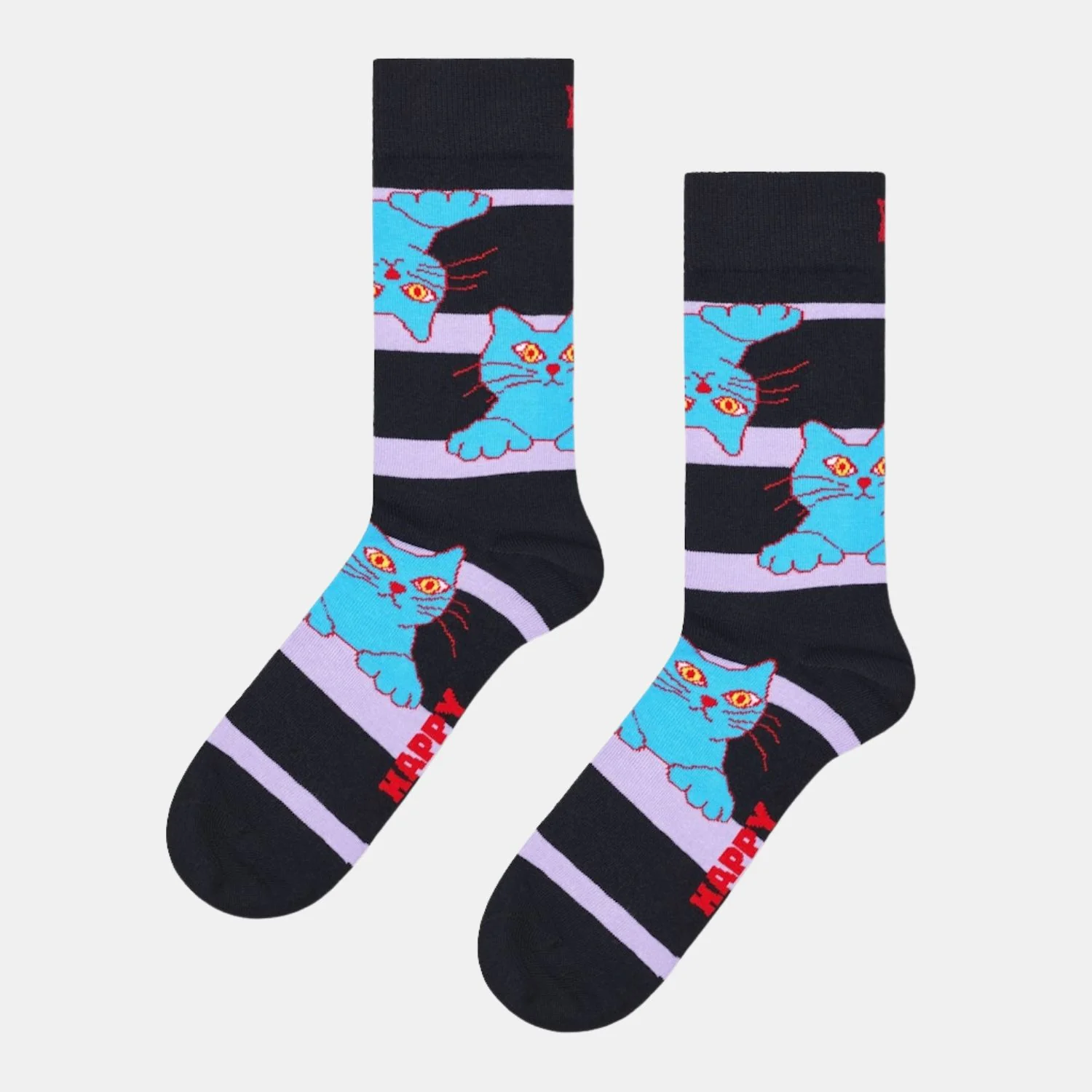 Cat On Stripe Sock P004475