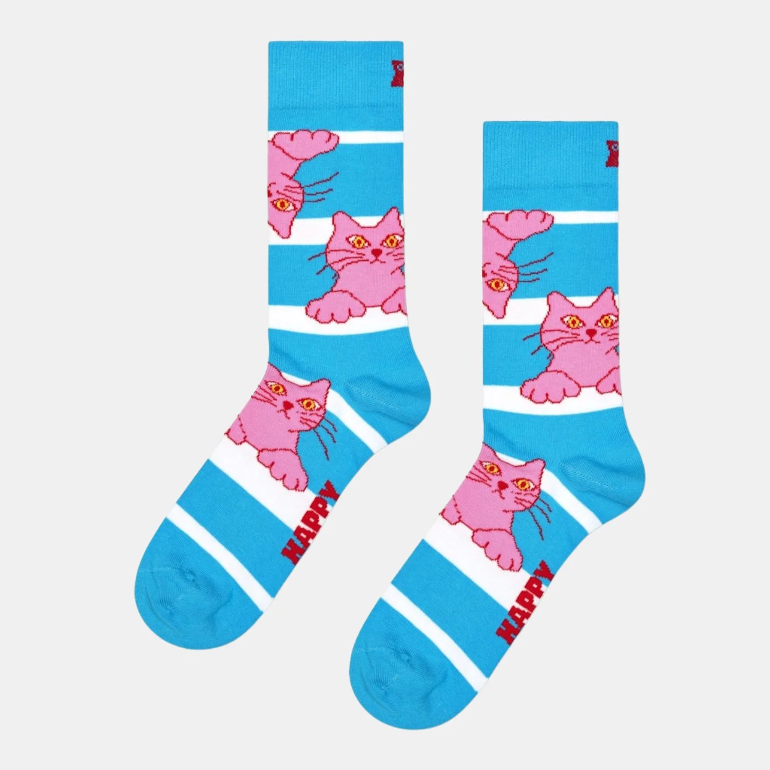 Cat On Stripe Sock P004476 6000 Blue
