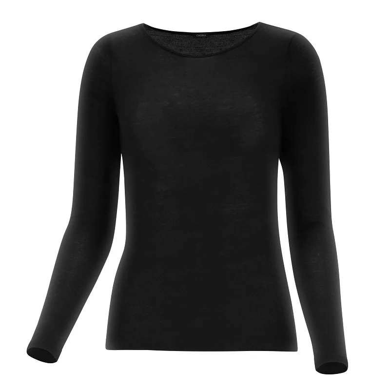 Perfect Line Cashmere - T-Shirt Long Sleeve VOBT67055 9999 Black Black