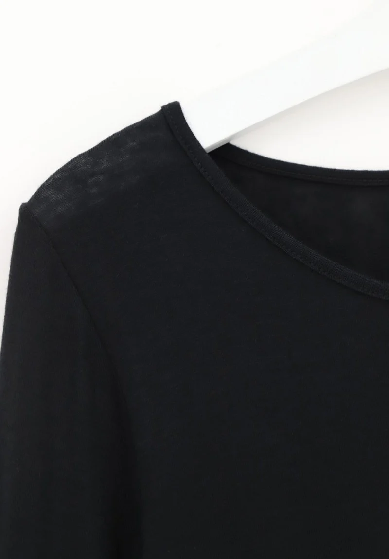 Perfect Line Cashmere - T-Shirt Long Sleeve VOBT67055 9999 Black Black - Image 2