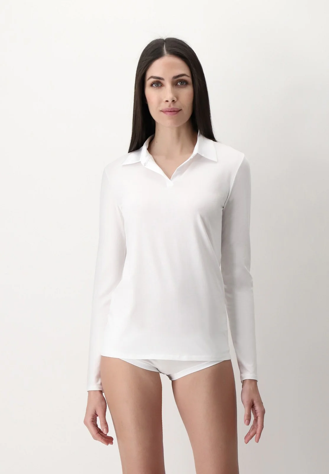 Perfect Line Cotton - Polo Shirt Long Sleeve VOBT01677 1000 White - Image 2