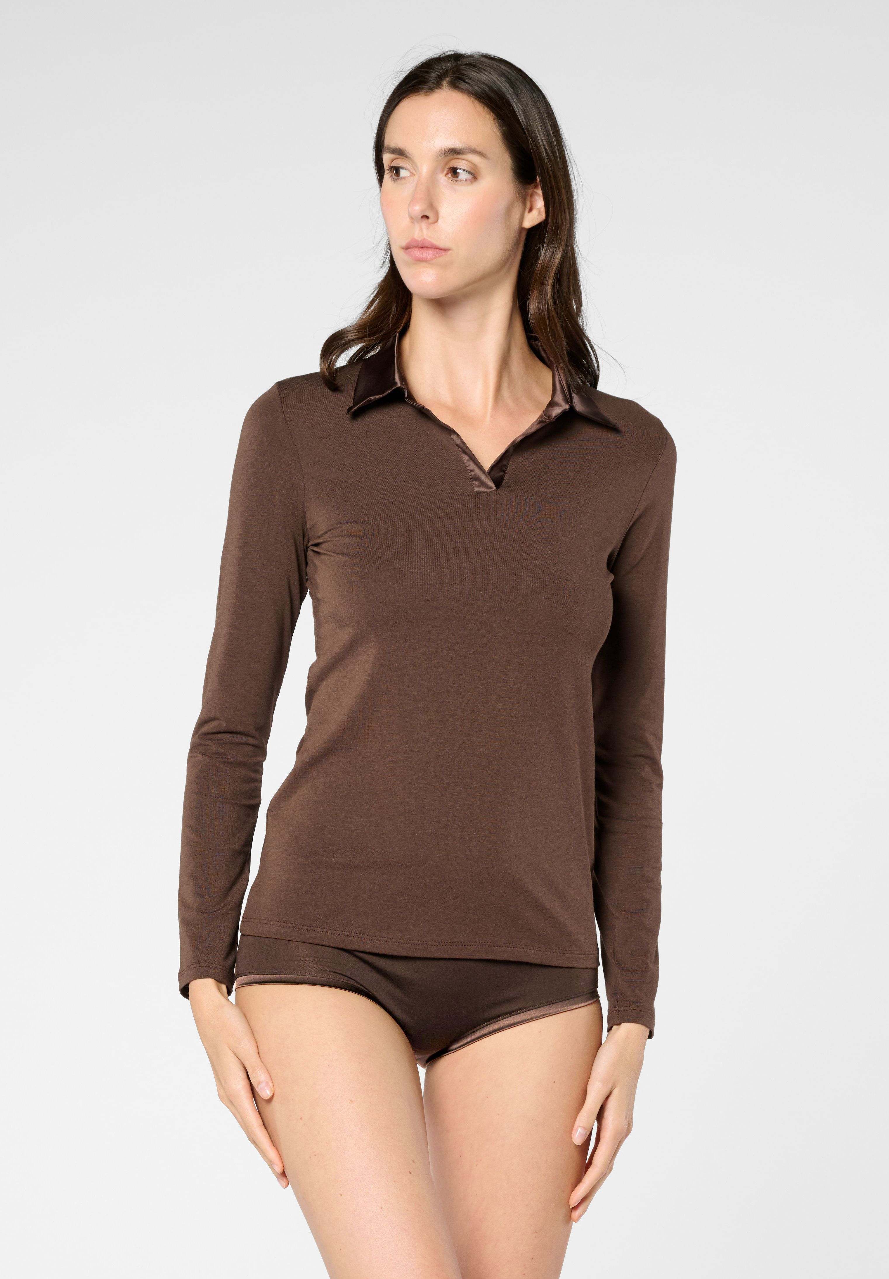 Perfect Line Cotton - Polo Shirt Long Sleeve VOBT01677 3995 Dark Brown - HW25