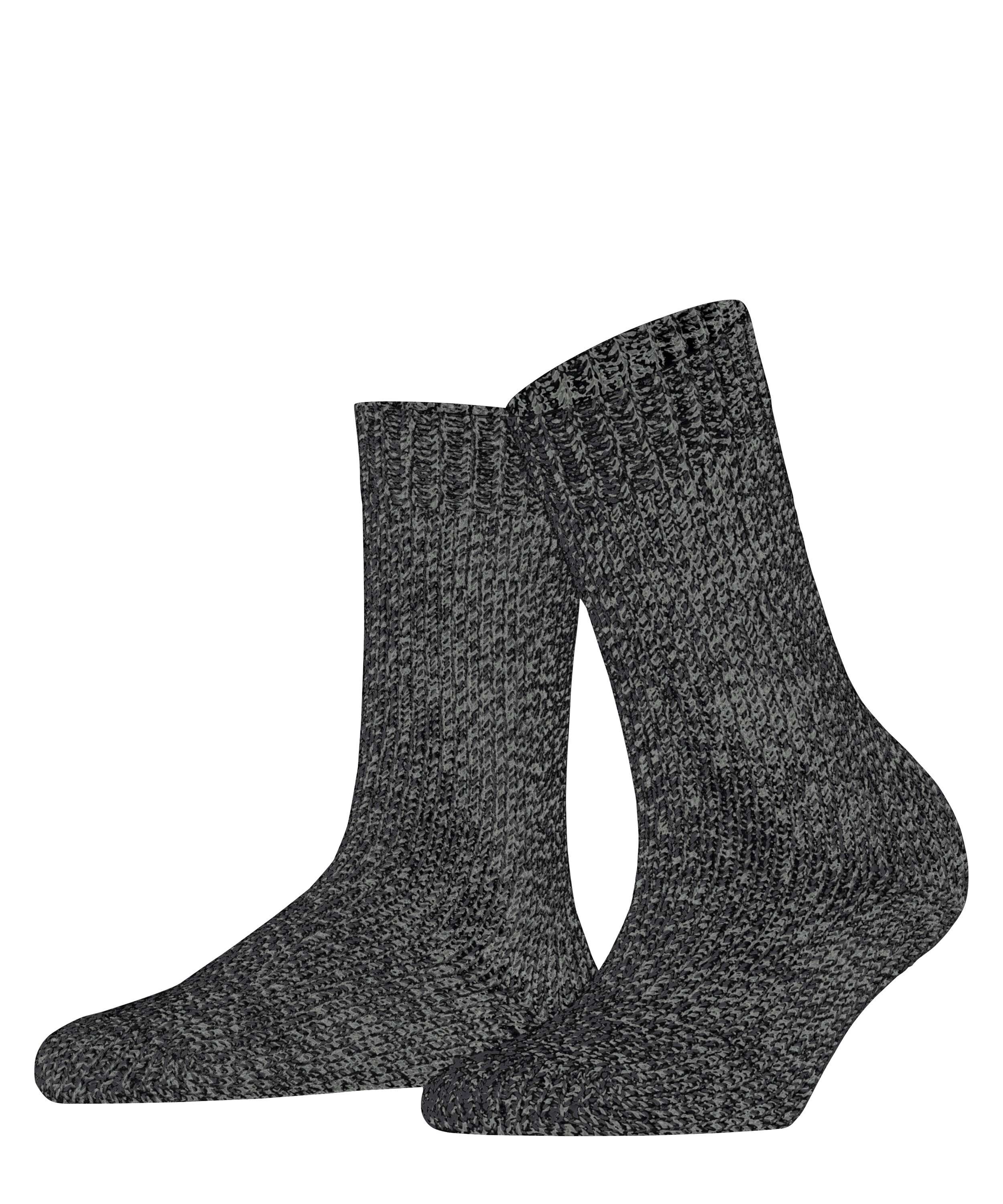 Sok met wol en katoen in gemêleerd patroon 46902 3000 black