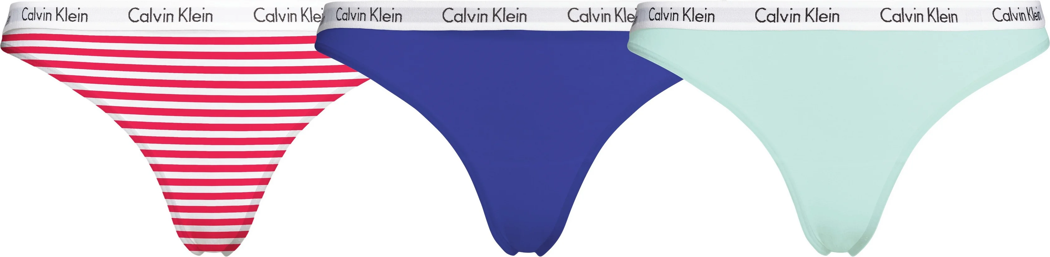 THONG 3PK 000QD3587E W5N Stripe/Royal/Mint