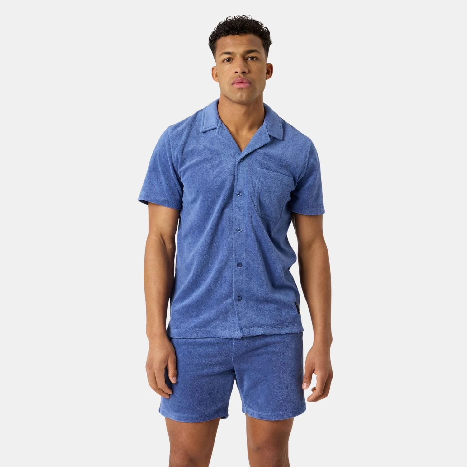 Toweling Pool Shirt 10005939 BL191 Coastal Fjord