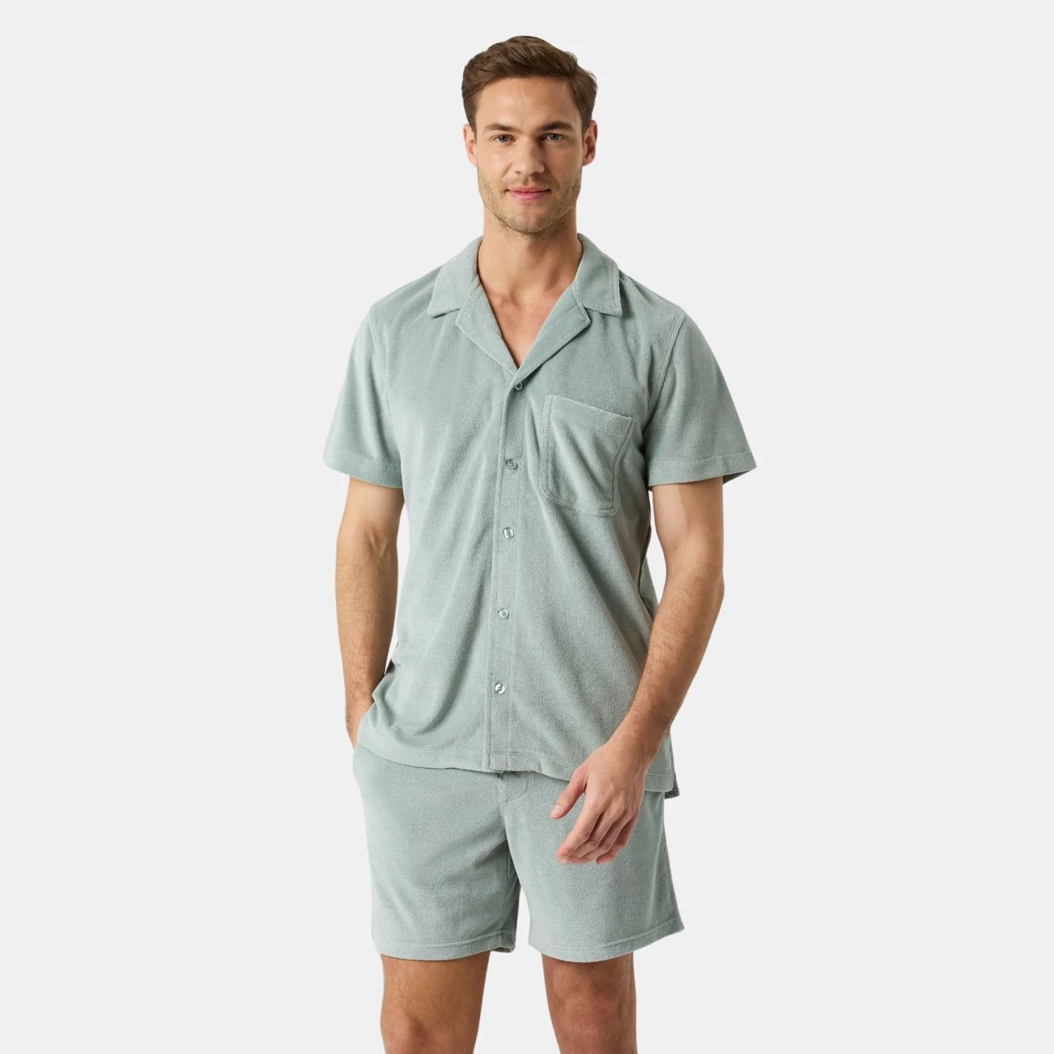 Toweling Pool Shirt 10005939 GY024 Slate Gray