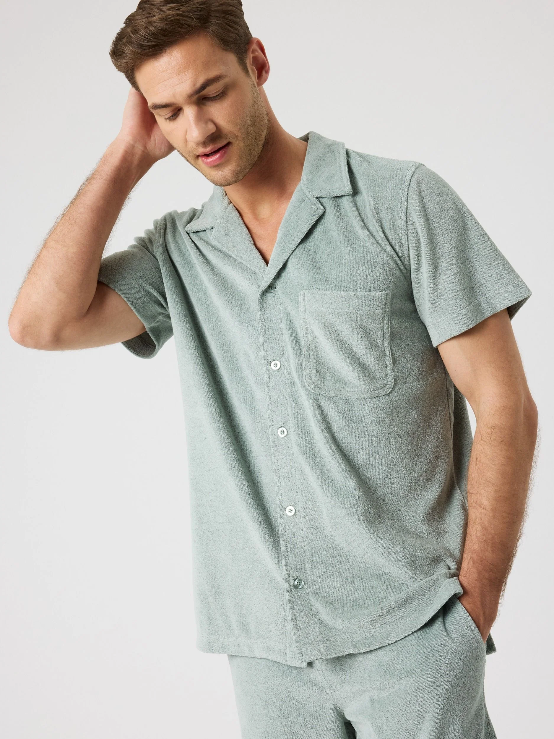 Toweling Pool Shirt 10005939 GY024 Slate Gray - Image 3